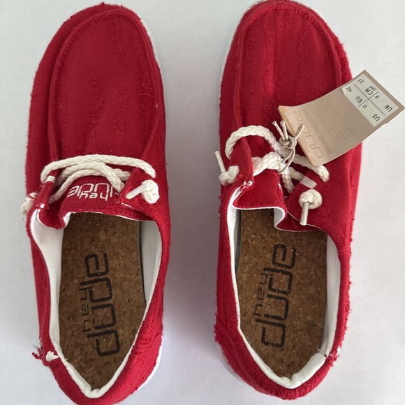 Hey Dude Shoes Womens Size 11 Wendy Boho Distressed Salsa RED NWT - Picture 7 of 8